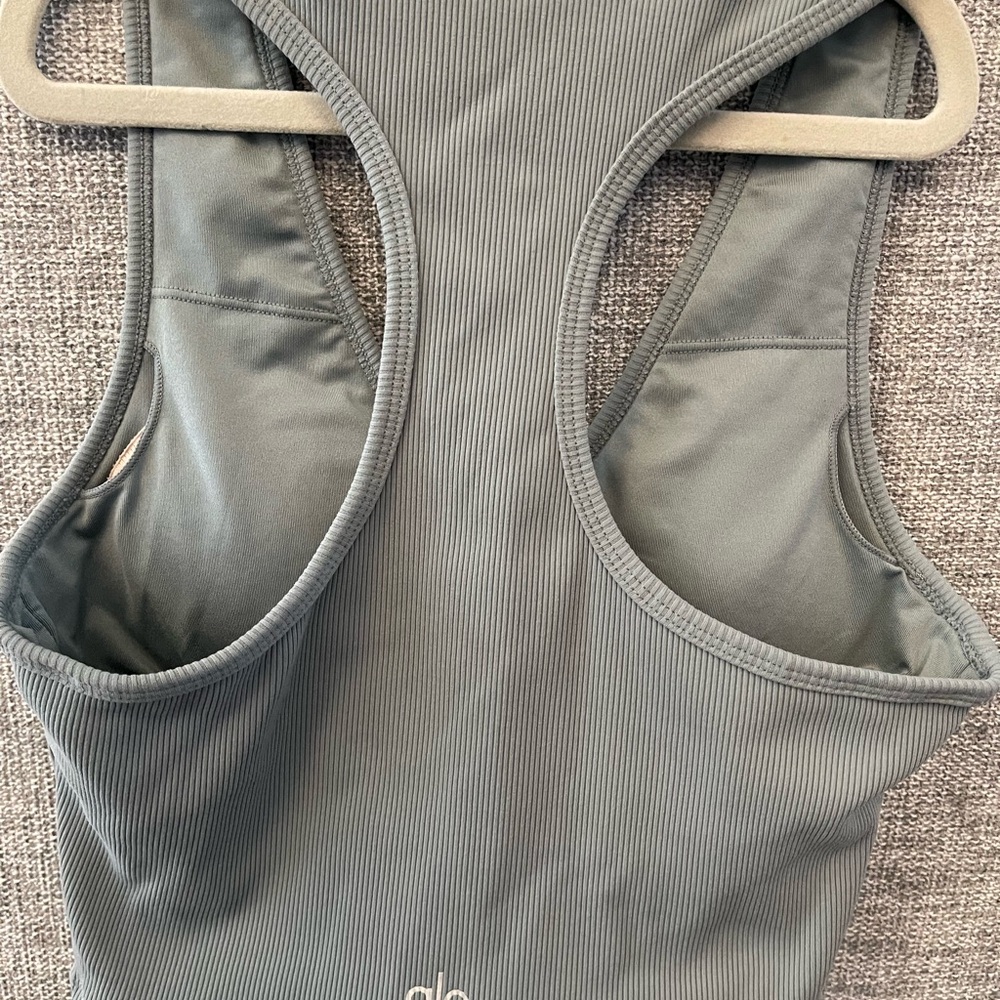 ALO Yoga Women's Charcoal Ribbed Tank Top - Picture 2 of 3